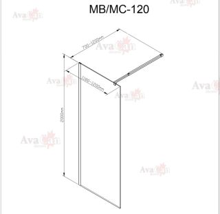 Душевая перегородка AvaCan MC120 MT хром
